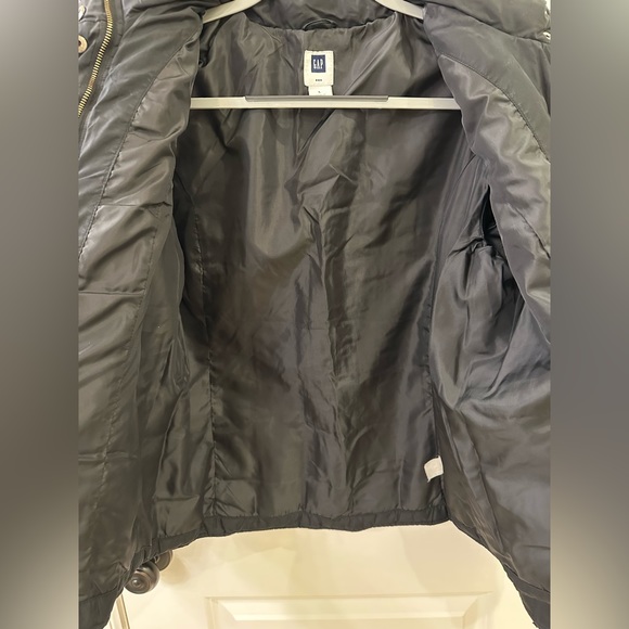 Gap Vintage Black Puffer Jacket Coat Size L Zipper Snap Buttons Heavyweight - Picture 12 of 14